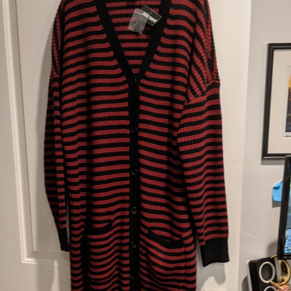 [NWT] Black & Red cable knit cardigan 2X